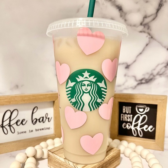 💝 Starbucks Cup with Hearts | Starbucks Cup | Starbucks Cup Personalized💝 - Picture 2 of 5